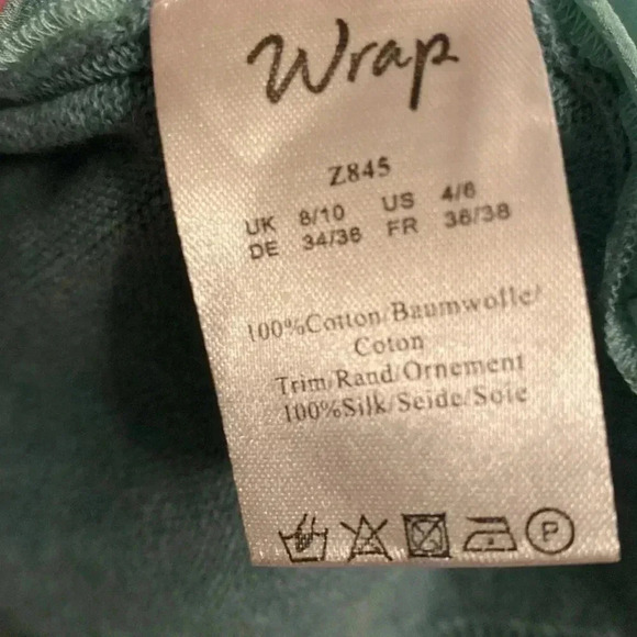 Wrap designed in London - teal cotton/silk women’s sweater size 4/6 - like new - Picture 5 of 6
